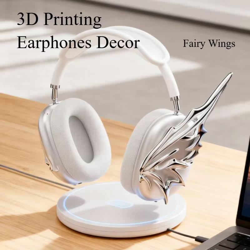 AirPods Max Kopfhörer-Hülle im Feenflügel-Design aus 3D-Druck in Silber - Bild 2