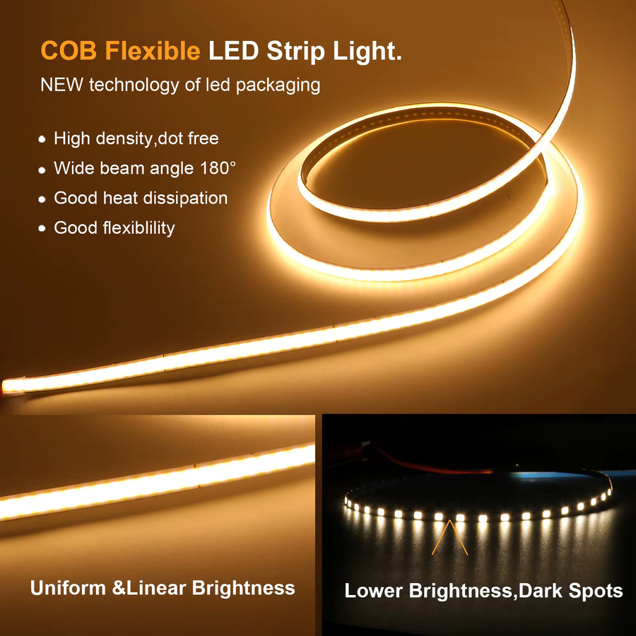 XUNATA COB LED Lichtstreifen mit USB-Anschluss und Touch-Dimmer, 5V, 320 LEDs/m, flexibler LED-Band für TV-Hintergrundbeleuchtung und Spiegel-Innenbeleuchtung - Bild 3