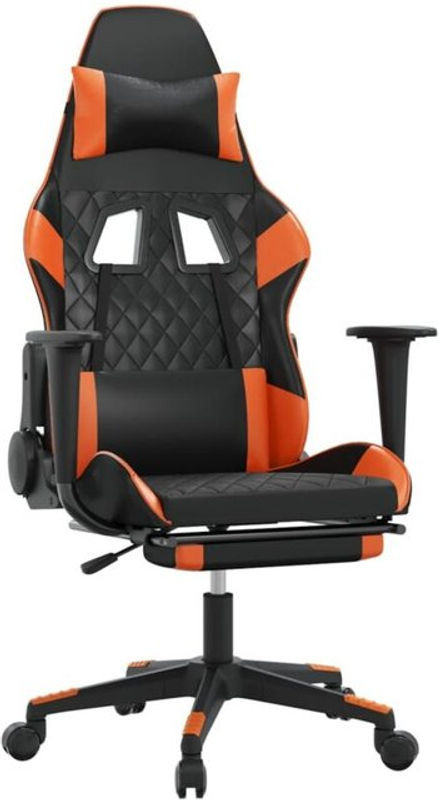 vidaxl Gamingstuhl mit Massage und Fußstütze aus Kunstleder in Schwarz/Orange - Bild 1