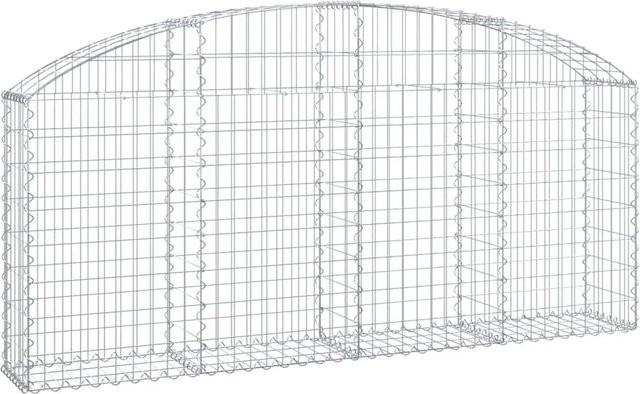 vidaXL Gabione mit Hochbogen aus verzinktem Eisen in Silber, B/T/H: 200 x 30 x 80/100 cm - Bild 1