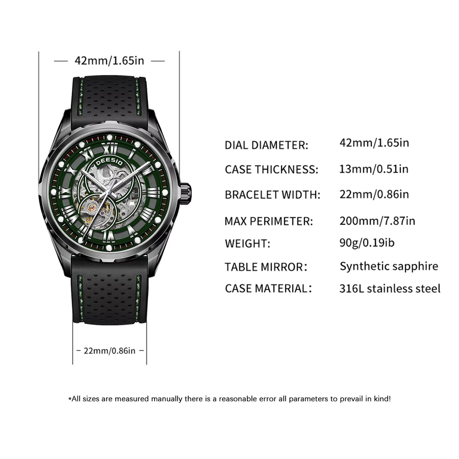 Deesio Armbanduhr, Automatik, Edelstahl, Grün, Herren - Bild 5