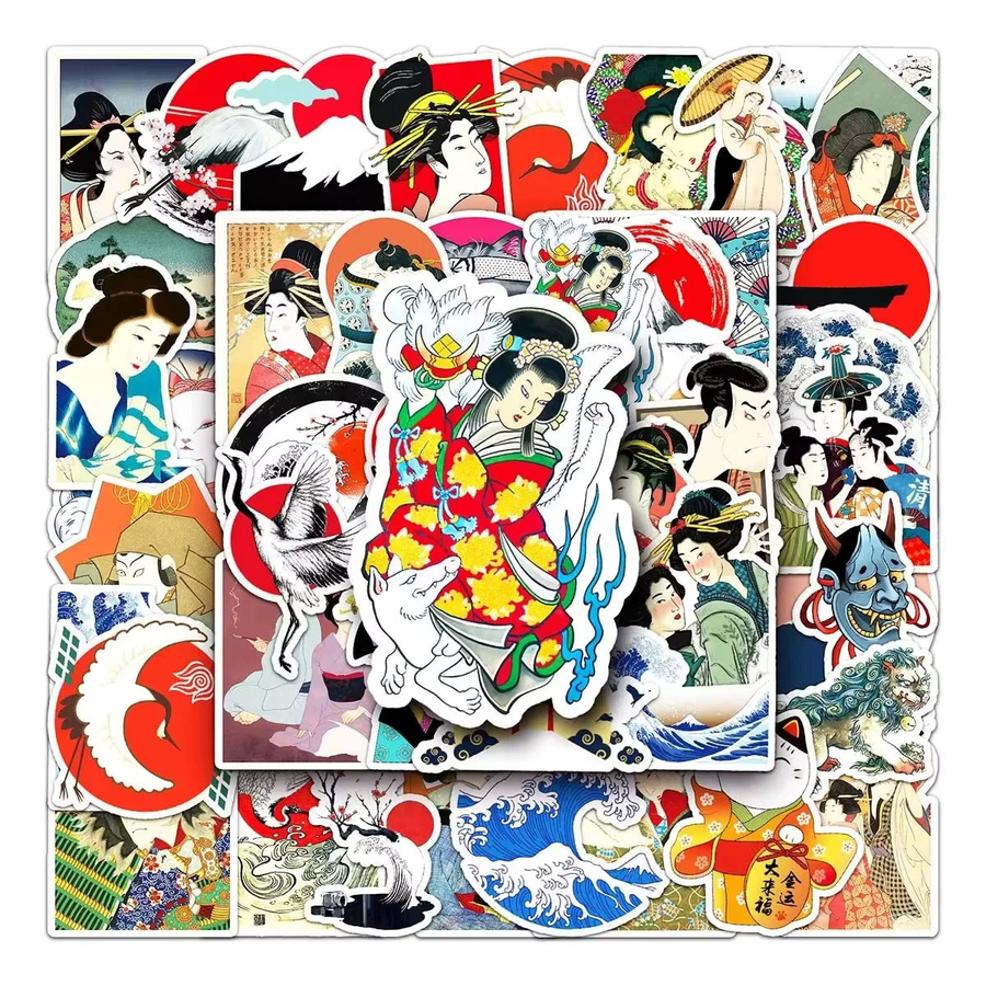 GOGOTU Japanische Ukiyo-e Kunst Meereswellen-Aufkleber, 50-teiliges Set, multicolour - Bild 2