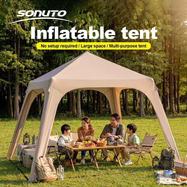 Sonuto Luxus Glamping Luft-Villa Zelt beige B/T/H: 300 x 300 cm - Bild 1