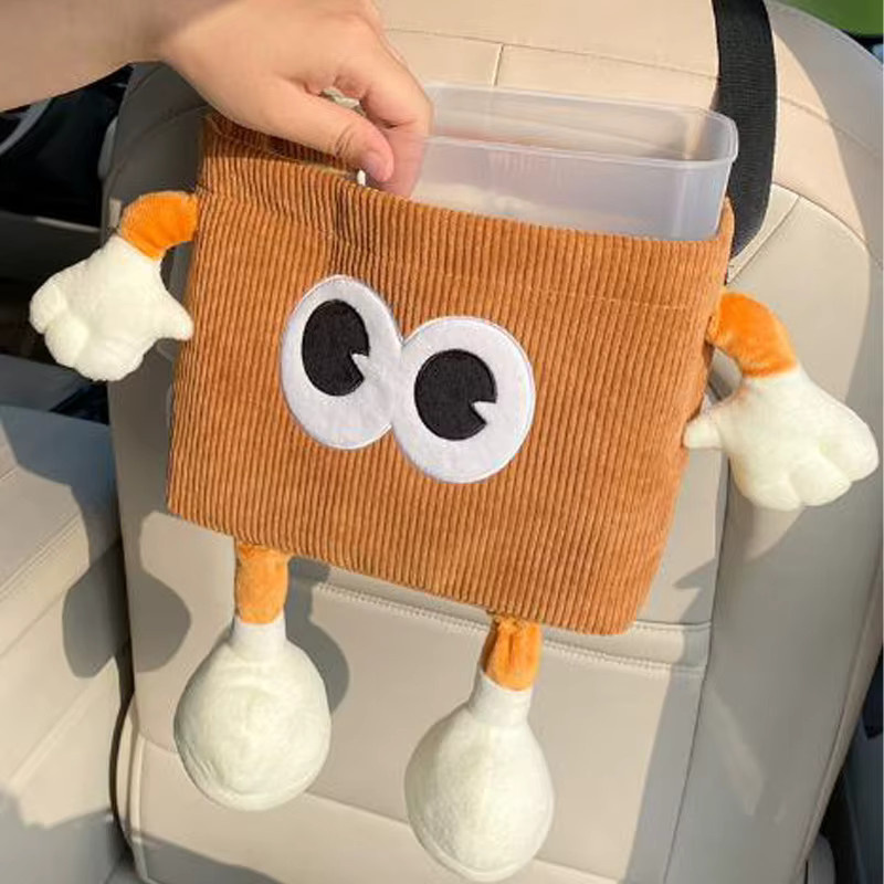 Kevat Vesi 2-in-1 Auto Mülleimer und Sitzrückseite Aufbewahrungstasche mit Tissue Box und Getränkehalter in Weiß und Orange - Bild 2