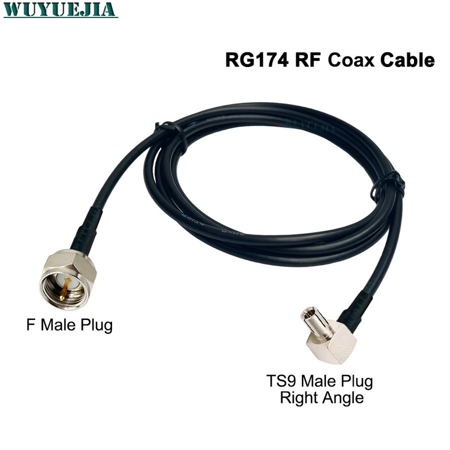 WUYUEJIA RG-174 Koaxialkabel Verlängerungskabel mit F-Buchse auf TS9 oder CRC9 Stecker für GPS und 4G LTE Antennen, Schwarz, Länge: 10 cm bis 10 Meter - Bild 1
