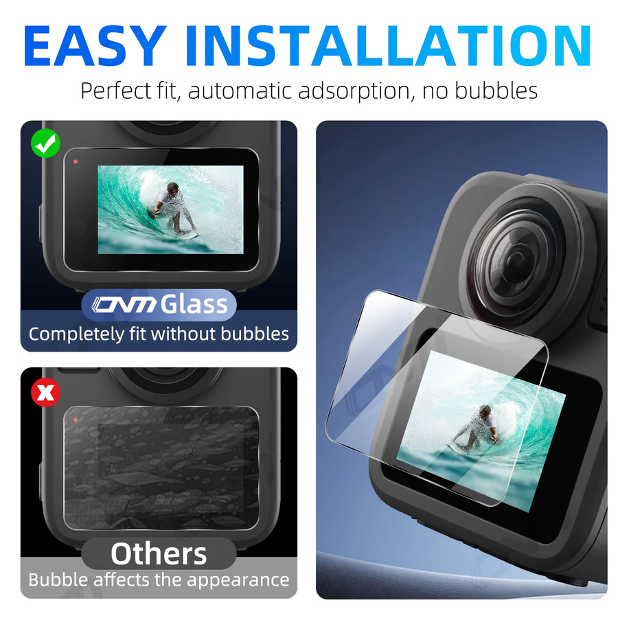 GoPro MAX 2 Displayschutzfolie aus gehärtetem Glas, transparent, HD-klar und kratzfest - Bild 4