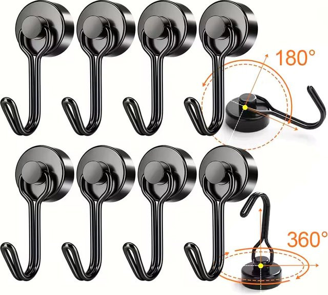 Mognot Multifunktionaler Magnetischer Haken mit 360 Grad Rotation aus Neodym in Schwarz - Bild 1