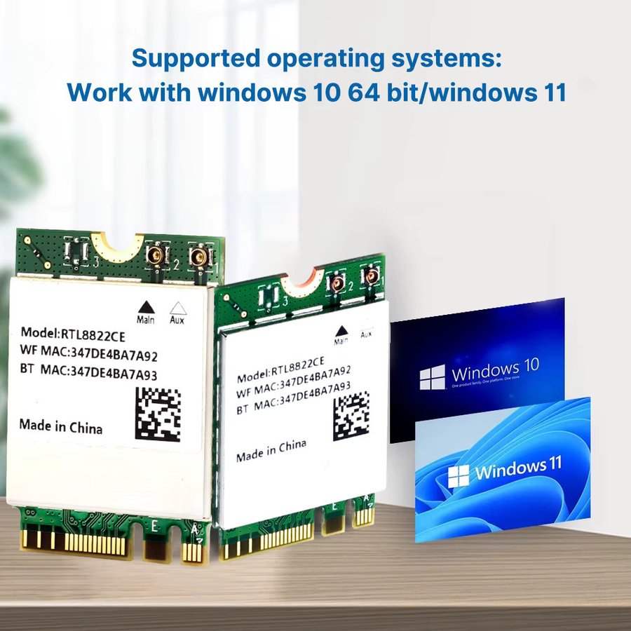 DERAPID Dualband WLAN-Adapter mit Bluetooth 5.1, 1200Mbps 2.4/5GHz, RTL8822CE Chipsatz, 802.11 AC Netzwerkadapter für PC und Laptop, Windows 10/11, Grün - Bild 5