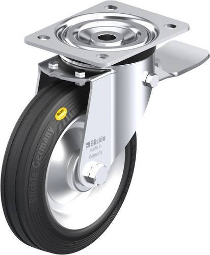 Blickle Lenkrolle 50609 L-RD 182R-ST mit Feststeller in Schwarz und Silber, Rad-Durchmesser: 180 mm, Tragfähigkeit: 300 kg - Bild 1