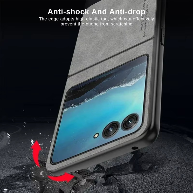 Luxuriöse Lammfell-Lederhülle für Motorola Razr 70 60 50 40 Ultra, Stoßfeste Handyhülle aus Hartplastik, Farbe: Rot - Bild 4