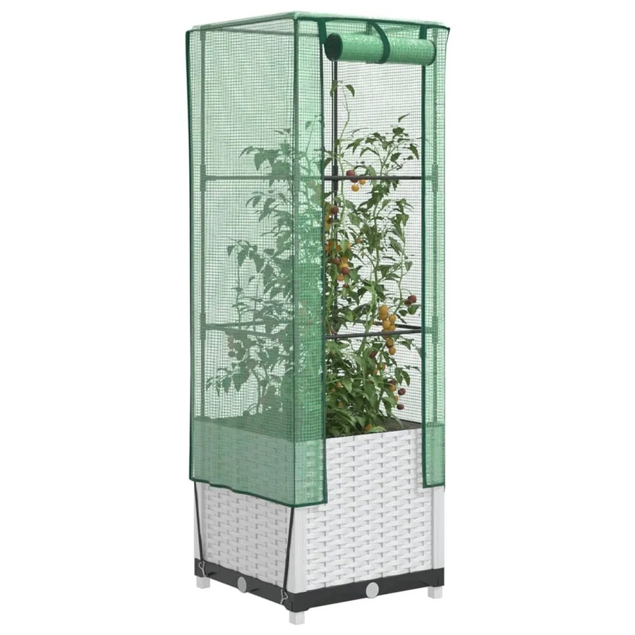 Furnicato Hochbeet mit Gewächshausaufsatz in Weiß mit wasserfester Polyethylen-Abdeckung, B/T/H: 40 x 40 x 139 cm - Bild 2