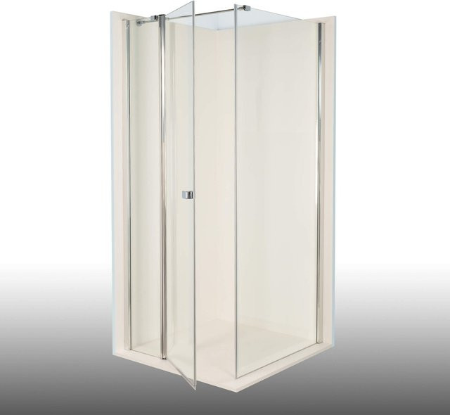 Duschkabine Dusbad Vital 2 Kombination mit Drehtür links und Duschwand rechts, Farbe Silber/Transparent, B/T/H: 80 cm x 77,5 cm x 200 cm - Bild 1
