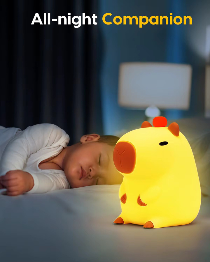 XIWANGFIRE Capybara Mini-Nachtlicht aus Silikon mit warmweißem Licht und Touch-Bedienung - Bild 6
