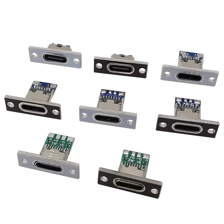 USB Typ-C Anschluss USB 3.1 Buchse mit Befestigungsplatte und Lötanschluss in Silber - Bild 3