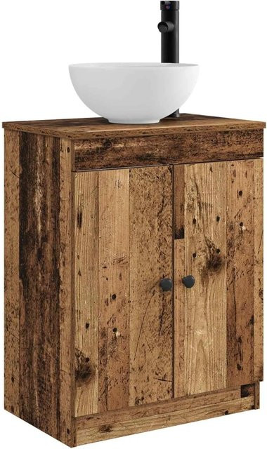 vidaXL Badezimmerschrank mit Waschbecken in Altholz-Optik, Farbe Braun/Schwarz, B/T/H: 54 x 35 x 83 cm - Bild 1