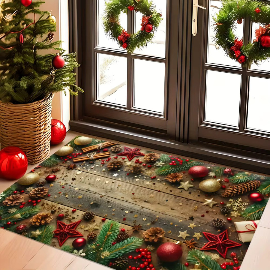 VIKAMA Weihnachtsteppich als rutschfeste Weihnachtsmatte für Wohnzimmer und Garten in Mehrfarbig - Bild 4