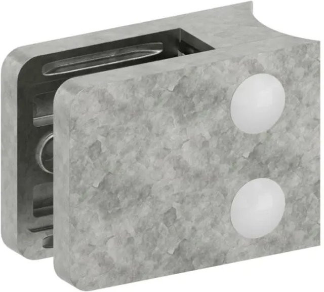FeNau Glasklemme aus Zinkdruckguss in Silber Matt für Rohr Ø 42,4 mm, Eckig, B/T/H: 45 x 55 x 28,5 mm - Bild 1