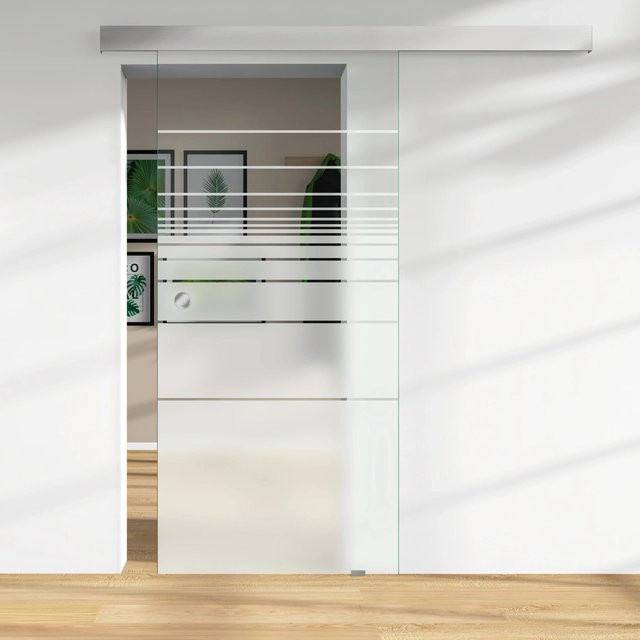 Skyscope Glasschiebetür ESG Floatglas Dekor Siebdruck Weiß B: 206,0 cm, H: 94,0 cm, Tiefe: 0,8 cm - Bild 1