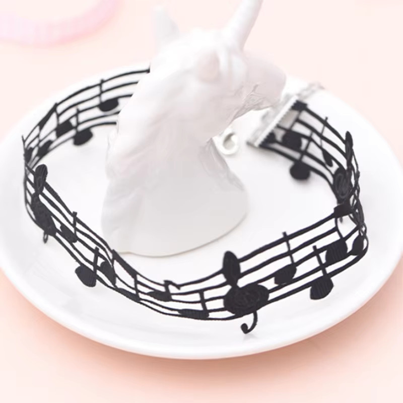 RscvonM Halskette, schwarz-weiß, Musiknoten, Spitzen-Choker, Kinder - Bild 2