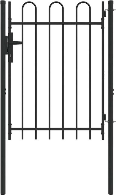 vidaXL Zauntor aus pulverbeschichtetem Stahl in Grau, B: 100 cm, H: 120 cm - Bild 1