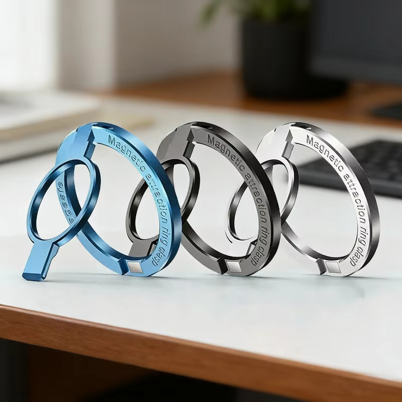 QGhappy Magnetischer Ring-Handyhalter für MagSafe in Schwarz, faltbarer und abnehmbarer Magnet-Griffständer für dein iPhone - Bild 2