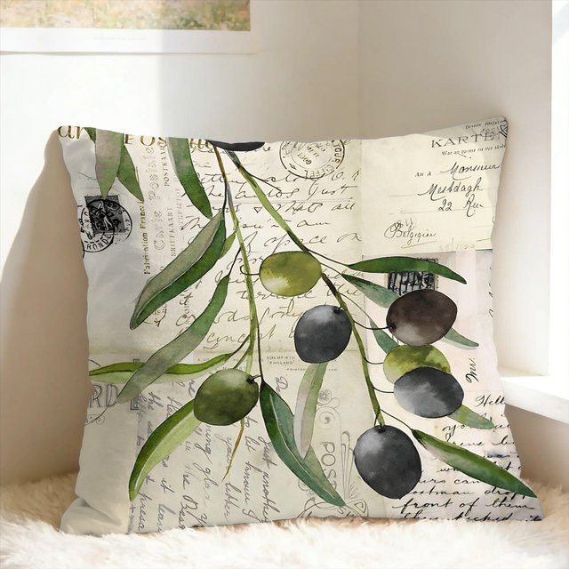 JMG Clothing Kissenbezug mit Olivenzweig-Design, rechteckig, Weiß/Mehrfarbig, B: 30 cm, H: 50 cm - Bild 1