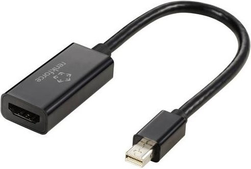 Renkforce Mini-DisplayPort auf HDMI-A Adapterkabel Schwarz RF-5947252 mit vergoldeten Steckkontakten, Länge: 0,16 m - Bild 1