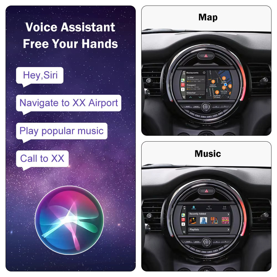Road Top Drahtloses CarPlay und Android Auto Interface für Mini R55 R56 R57 R58 R59 R60 R61 F54 F55 F56 F57 Clubman Countryman Hardtop John Cooper in Schwarz - Bild 3