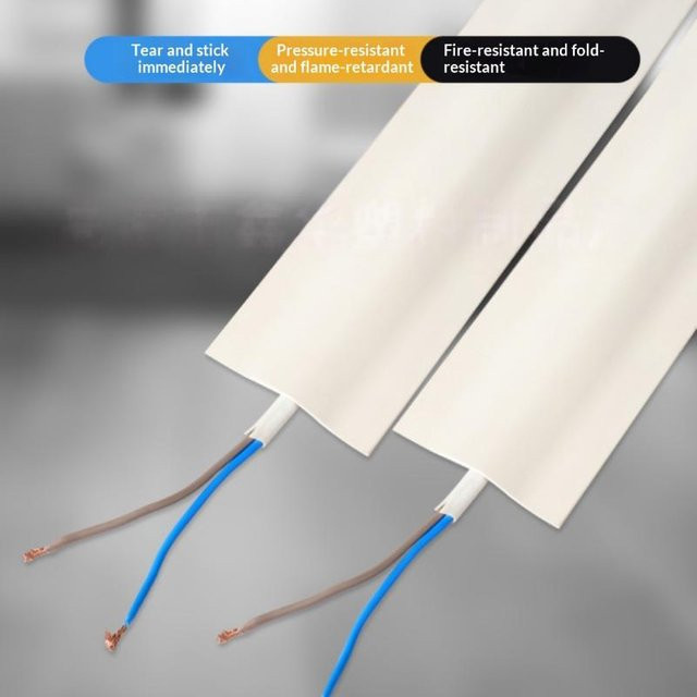 ESHYLALA Selbstklebender Kabel-Schutzstreifen aus PVC in Schwarz zur Kabelabdeckung für Wand und Boden - Bild 1
