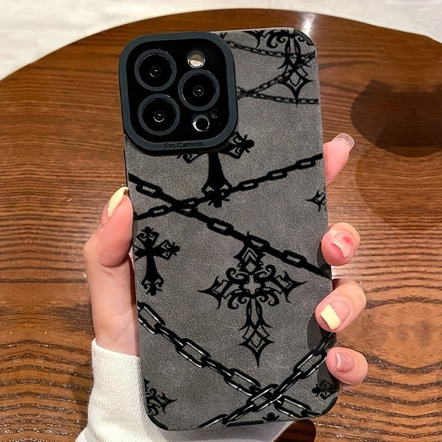 Handyhülle aus Kunstleder mit Kreuz-Kette für Apple iPhone 11 bis iPhone 17 Pro Max und SE 2022 mit Anti-Drop-Schutz - Bild 1