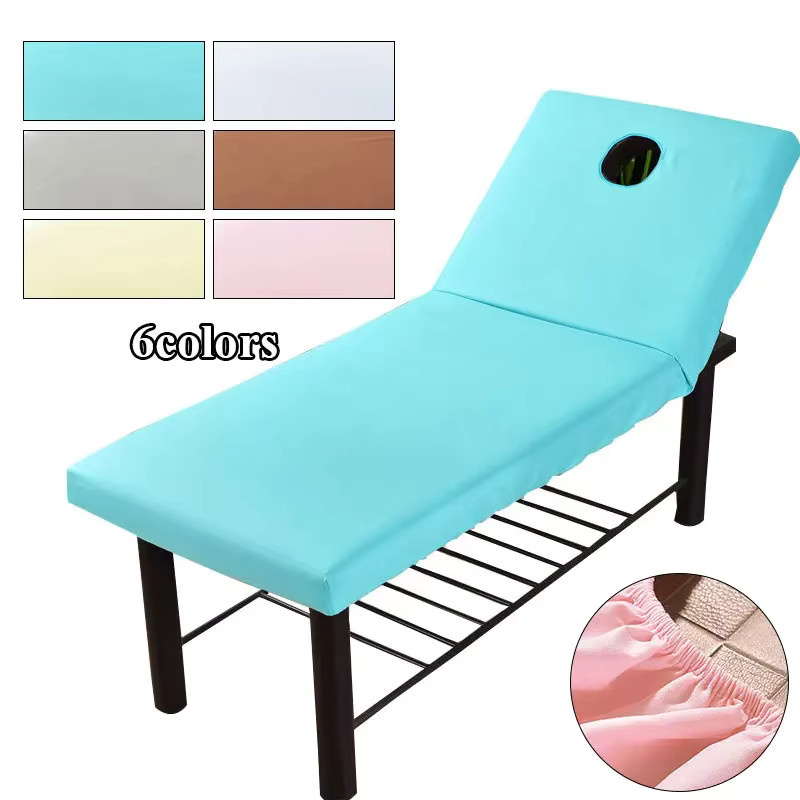 Elastisches Massagebettlaken mit Gesichtsaussparung für Spa und Schönheitssalon, Weiß, ZHENXISHUSHIMOXI - Bild 3