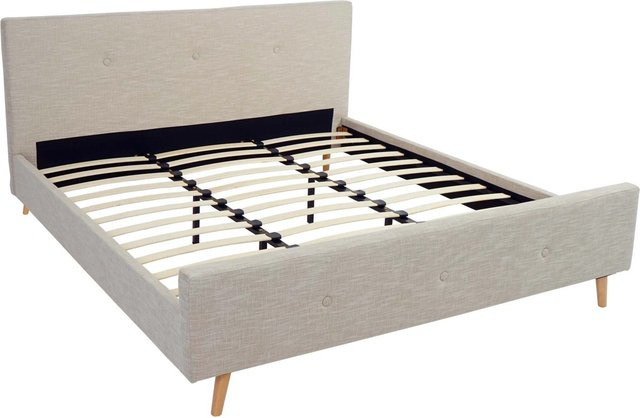 Polsterbett MCW J98 aus Massivholz mit Lattenrost in Beige, B/T/H: 180 x 200 x 250 cm - Bild 2