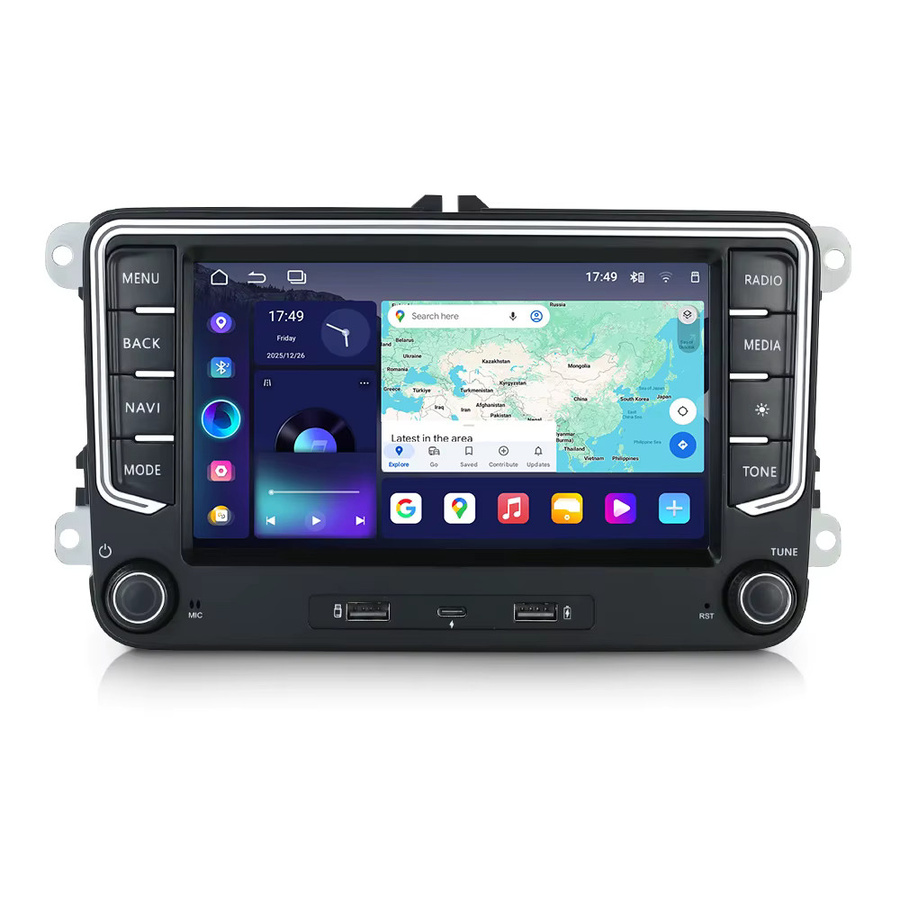 MEKEDE Android 15 Kabelloses Carplay Autoradio mit 7 Zoll Display, Bluetooth, WiFi und 4G LTE für VW Golf 5 6, Passat, Polo 6R, Touran, Tiguan, Caddy, EOS, Jetta sowie Seat und Skoda, Schwarz - Bild 4