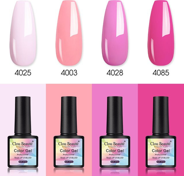 Clou Beaute Farbgel-Nagellack-Set, 4 Stück, 8 ml, glänzend - Bild 1