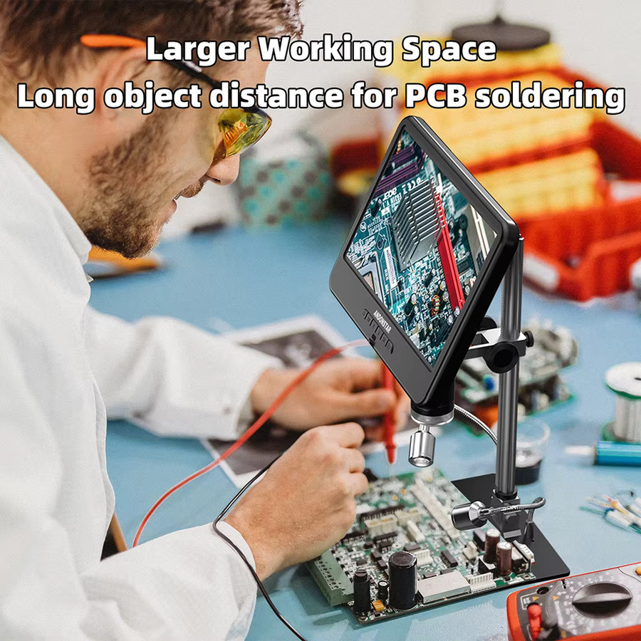 Andonstar AD210 Digitalmikroskop mit 10,1 Zoll verstellbarem LCD in Schwarz für Elektronikreparatur und PCB/SMD Lötarbeiten - Bild 3