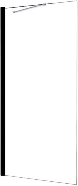 Duschparadies Walk In Duschabtrennung mit Seitenwand und Stabilisierungsstange, Klarglas mit Nano-Beschichtung, Schwarz, B: 72 cm, H: 195 cm - Bild 1