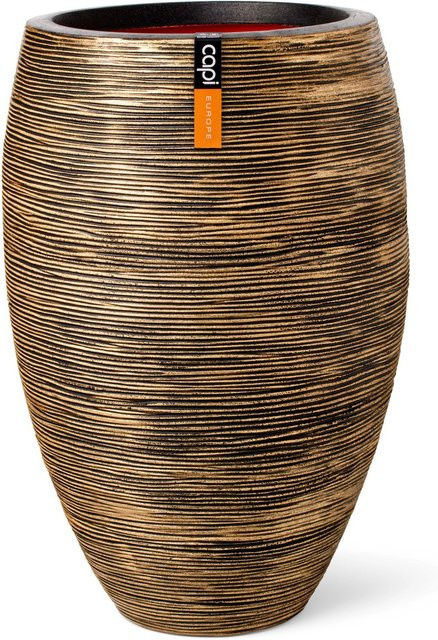 Capi Pflanzgefäß Elegant Deluxe Rib in Gold-Schwarz, Durchmesser: 51 cm, Höhe: 72 cm - Bild 1