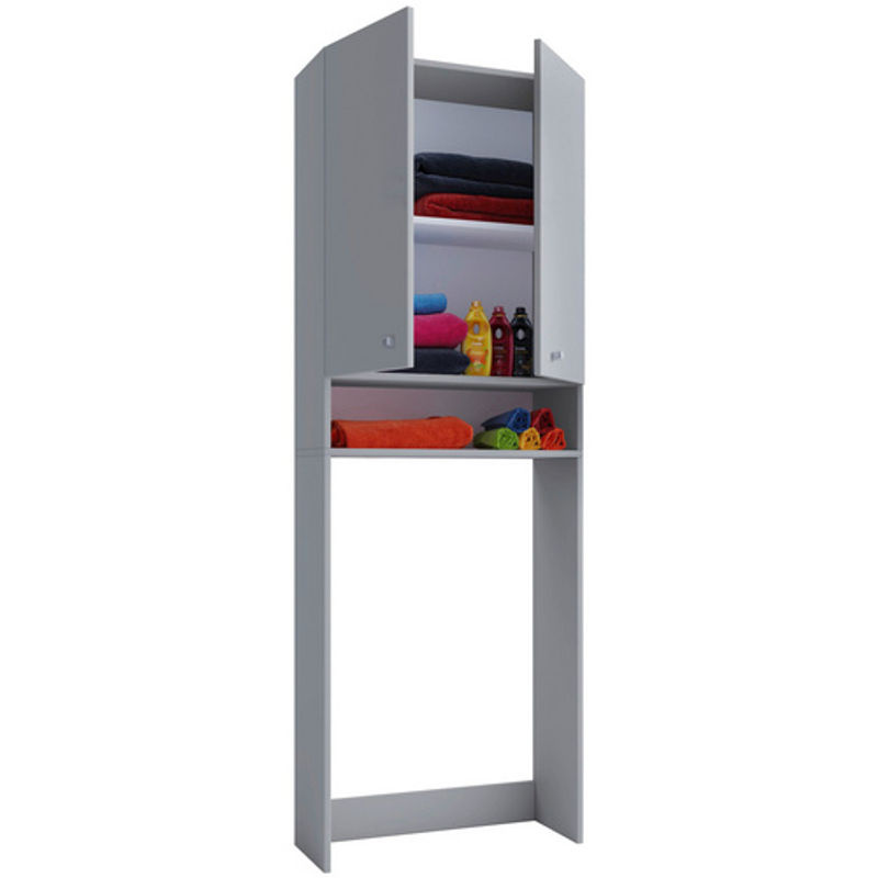 VCM Waschmaschinenschrank Lona in Grau mit Türen und Regalfächern, B/T/H: 64 x 27 x 182 cm - Bild 3