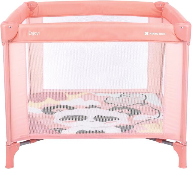 Kikkaboo Laufstall Enjoy Reisebett klappbar mit Matratze und Sichtfenster in Pink - Bild 1