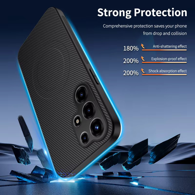 Business Texture Slim Carbon Fiber Pattern Schutzhülle mit Magnetfunktion für Samsung Galaxy S26 Ultra S25 Edge S24 S23 S22 in Schwarz und Lila - Bild 3