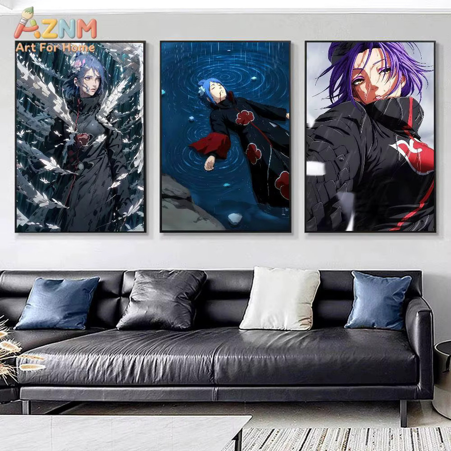 Kayou Naruto Akatsuki Konan Paper Angel Anime Leinwandgemälde Wandkunst Poster Mehrfarbig - Bild 2