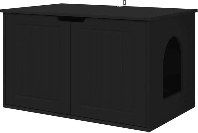 vidaXL Katzenhaus Schwarz aus Holzwerkstoff, Höhle für Katzen, B/T/H: 85 x 55 x 50,5 cm - Bild 1