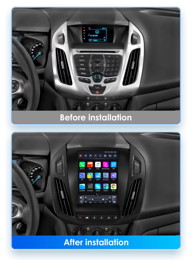 OSSURET Android 13 Autoradio mit 9,7 Zoll Display und Rückfahrkamera für Ford Transit und Tourneo Connect 2013-2016, Schwarz, Carplay Multimedia Stereo - Bild 2