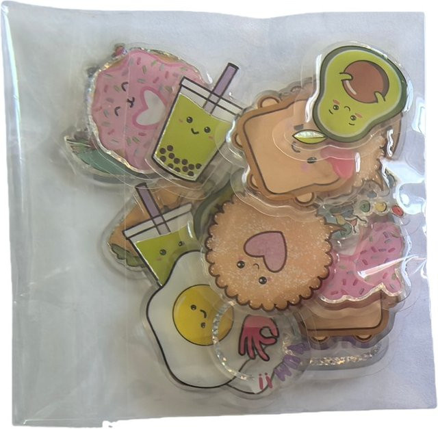 45 Stück Epoxid-Aufkleber von Anime Worlds Store in Multicolour mit 3D-Motiven wie Hippie-Frieden, Essen und floralen Elementen für Bastelarbeiten und Sammelalben - Bild 1