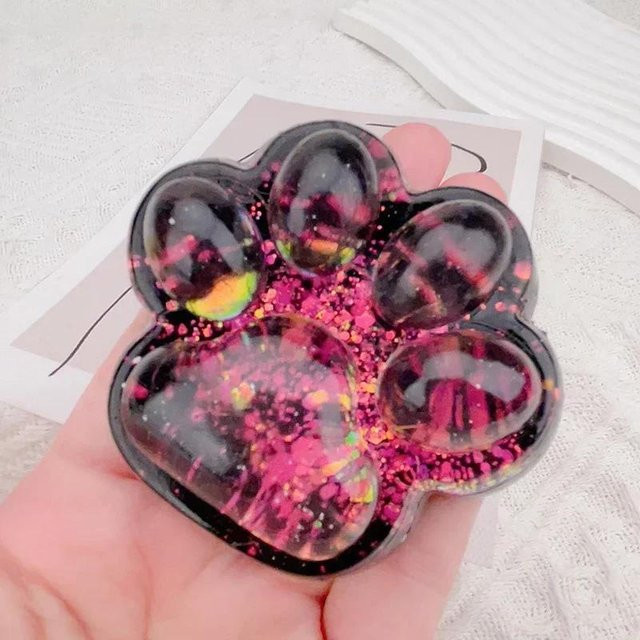 Pailletten-Katzenpfote Squishy Fidget Spielzeug, rosa - Bild 1