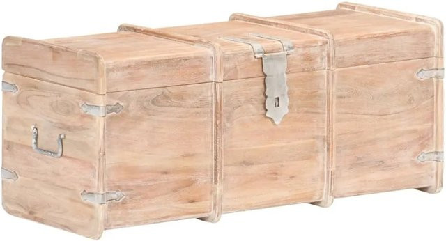 vidaXL Holztruhe aus Akazie Massivholz in Hellbraun mit Schloss, B/T/H: 90 x 40 x 40 cm - Bild 1
