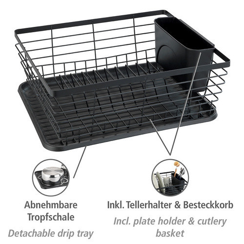 Wenko Geschirrabtropfer aus Metall in Schwarz, Breite: 30,3 cm, Tiefe: 15,0 cm - Bild 3