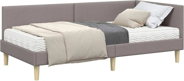 vidaXL Eckbettgestell mit Matratze, 2-teiliges Set, Taupe/Beige, Stoff/Polyester - Bild 1