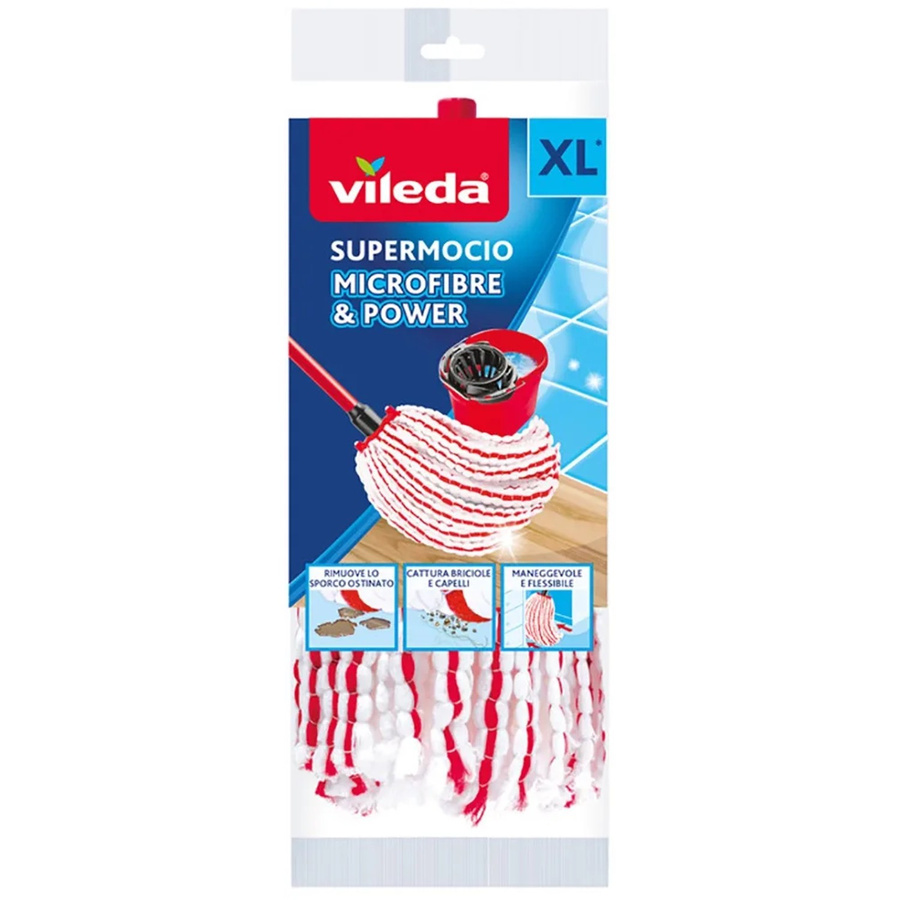 Vileda Ersatzkopf für Wischmopp SuperMocio Microfibre & Power in Rot und Weiß - Bild 2