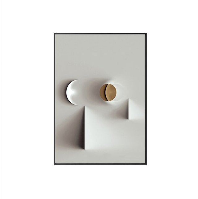 TPFLiving Leinwandbild Nordic Art Abstrakte Formen Kunstdruck in Schwarz, Weiß, Grau und Gold, B/H: 40 x 60 cm - Bild 1